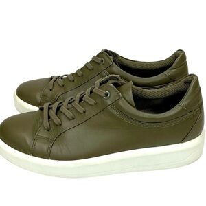 ECCO Soft 9 II Sneakers Leather Tarmac Olive Green SZ 39 EU 8-8.5 US SH33